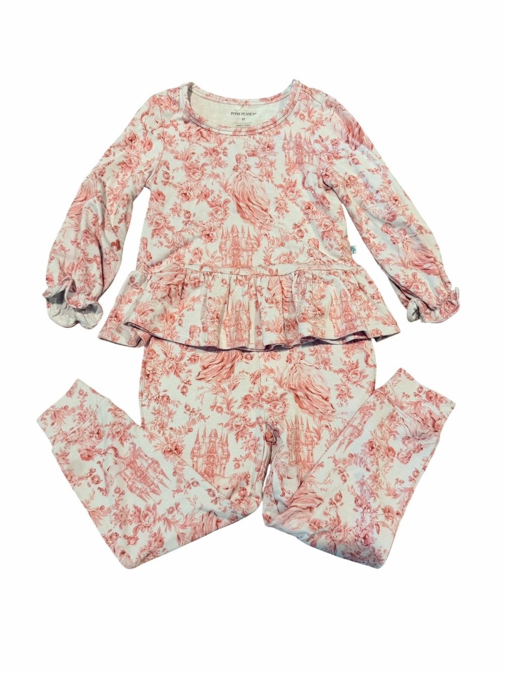 Posh Peanut Pink Toile Ruffle Matching Set